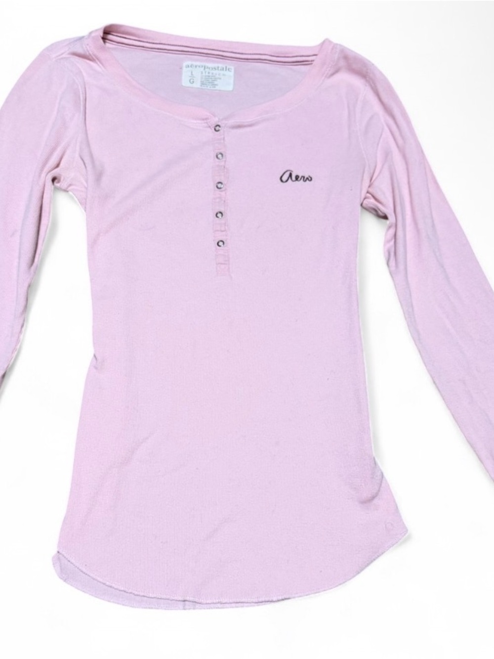 Vintage Aeropostale Pink Long Sleeve Y2K Henley Top